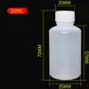 Botellas de Plástico de 10/20/100/500 ml con Marcas de Escala, Botellas Dosificadoras de Líquidos, Botellas Vacías para Soluciones a Base de Agua, Botellas Graduadas con Tapas