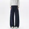 Outono de 2026 Novos Calças Esportivas Casuais Masculinas de Corte Amplo com Caimento Elegante Bordadas Estilo Americano Calças Masculinas Plus Size