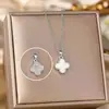 Ouro titânio aço dupla face quatro folhas trevo colar mulheres de alta qualidade temperamento simples clavícula cadeia quatro folhas clavícula pendente joias mulheres