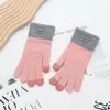 Guantes Cálidos Estilo Coreano para Invierno, Engrosados para Ciclismo, Separados por Dedos, a Prueba de Frío, Felpa de Cristal de Terciopelo para Pantalla Táctil, Lindos para Mujer Estilo Nuevo