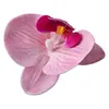 Flor de Orquídea Phalaenopsis Simulada Cabeça Única 3D High-End PU Dourado Roxo DIY Acessórios para Parede de Flores de Cabeça Única Material Floral Flor Artificial
