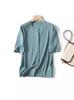 Ropa de Mamá Lavable a Máquina Suéter de Lana Fina 16g para Mujer Suéter de Verano de Manga Corta Cárdigan Suéter de Punto Azul Lago para Mujer Bn319