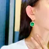 Pendientes de Calcedonia Verde de Lujo Ligero y Alta Gama para Mujer Plata S925 Aguja Cuadrado Cristal Pendientes Elegantes Nicho Nuevo Estilo