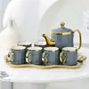 Juego de Tazas de Agua de Cerámica para Hogar Sala de Estar Taza de Agua de Alto Valor Estético Caja de Regalo Regalo de Inauguración de Casa Juego de Té Estilo Lujo Ligero