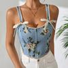 Corsé Sexy con Tirantes Transfronterizo Europeo y Americano Francés Floral Retro Chaleco Nuevo Comercio Exterior Floral Camisola Corsé