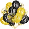 Set de Globos con Confeti Negro Dorado para 16 18 30 40 50 60 Años Combinación Decoración para Fiesta de Cumpleaños de Adultos