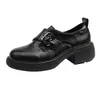 Mocasines JK para Mujer Estilo Británico Versátiles Zapatos Pequeños de Cuero Nuevos Primavera/Otoño Planos Suela Gruesa Tacón Grueso Aumentador de Altura 2026 Estilo Universitario