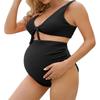 Huludao Moda Praia Europeia e Americana Transfronteiriça Novo Maiô de Duas Peças para Gestantes de Tamanho Grande para Mulheres, Moda Praia Conservadora de Cor Sólida para Fontes Termais