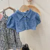 Ropa de Verano para Niñas Ancorelala Moda Top de Mezclilla Prendas de Abrigo Vestido de Tirantes Floral Conjunto de Dos Piezas