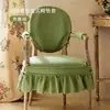 Cojín de Asiento de Lino Estilo Campo Francés Cubierta de Asiento de Casa de Gama Alta Pañuelo para Respaldo Juego de Cojín para Silla de Comedor Personalizado Correas Volantes