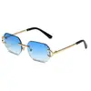 Óculos de Sol Sem Aro Fashion Europeus e Americanos Transfronteiriços Óculos de Sol Octogonais de Metal Lentes Florais Tendência Proteção Solar de Alta Qualidade