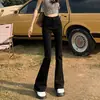 Jeans Negros de Tiro Alto Micro-Acampanados para Mujer Estilo Nuevo Primavera/Otoño 2025 Petite Sueltos Adelgazantes Versátiles Pantalones de Campana
