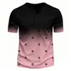 Camiseta casual masculina de manga curta, estilo europeu e americano, com botões, gola redonda, moda, top moderno e respirável