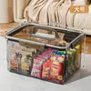 Caja de Almacenamiento para el Hogar de Gran Capacidad para Juguetes Caja de Almacenamiento de Acrílico Caja Transparente para Snacks Caja Portátil Sellada con Tapa Abatible