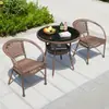 Conjunto de Três Peças de Cadeira de Rattan Mesa de Chá e Cadeira para Varanda Combinação de Gazebo Mesa e Cadeiras Externas Cadeira de Lazer para Pátio e Varanda Mesa e Cadeiras Externas
