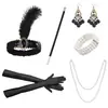 Adereço de cabeça preto com penas Gatsby dos anos 1920 para mulheres Halloween festa de despedida de solteira tiara de penas spot