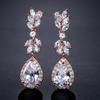 Pendientes RAKOL de moda creativa con incrustaciones de flores exquisitas y circonitas AAA para banquete nupcial, con temperamento de gota de agua que combina con todo
