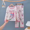 Pijama infantil al por mayor de primavera y otoño del Sudeste Asiático para niños y niñas, bebé de manga larga para el hogar, conjunto de ropa fina de verano para aire acondicionado