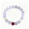 Pulsera Brazalete de Piedra Bruta Ágata Blanca Calcedonia Aguamarina Jade Cristal Amarillo Wenwan Regalo de Cumpleaños para Mamá Día de la Madre