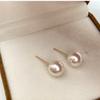 Pendientes de Plata de Ley S925 de Alto Brillo, Perla Blanca Australiana Perfectamente Redonda, Pendientes Elegantes Retro Estilo Hong Kong, Simples y Exquisitos para Mujer