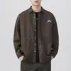 Camisa retro de manga larga para hombre estilo japonés, modelo otoño 2026, corte holgado, bloques de color, con bolsillo, camisa de algodón puro, chaqueta de marca moderna