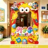 Nueva escenografía de regreso a clases estilo bloques para decoración de ambiente de salón de kínder y primaria, marco de fotos para tomar fotos