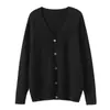 Nueva Chaqueta Cardigan de Cachemira para Hombre Primavera y Otoño Cuello en V Holgada Casual Tejido de Punto Tejido de Lana Ropa de Abrigo