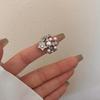 Anillo de Perla con Flor de Diamante Vintage Flash, Estrella de Cuentas de Burbuja Versa, Zirconia Micro, Lágrimas de Sirena, Chapado en Oro
