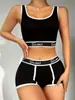 Ropa Interior Sexy de Fitness para Mujer Algodón Ala Ancha Letra Cintura Media Niña Conjunto de Ropa Interior Deportiva Europeo y Americano Transfronterizo Aliexpress