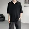 Camiseta Masculina de Verão da Marca Seagull, Gola Polo, Estilo Old Money, Malha Versátil, Manga Curta, Oversized Retrô