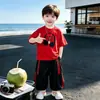 Conjunto de Ropa de Verano Estilo Coreano para Niños 2026 Nuevo Elegante Mediano a Grande Infantil Fresco Manga Corta Pantalón Largo Niño Verano Guapo