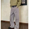 Pantalones Vaqueros de Pierna Recta Acampanada Pierna Ancha Línea A Color Avena Lavado Transfronterizo Estilo Nuevo 2026 Caqui Claro Teñido Lavado