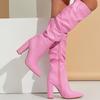Primavera de 2026 Novo Estilo Europeu e Americano Atacado Transfronteiriço Bico Fino Botas Femininas Botas de Salto Alto Botas Longas Femininas