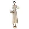Vestido de punto para combinar con un abrigo, para mujer, otoño e invierno, elegante y femenino, con diseño que ciñe la cintura, vestido suéter de línea A, vestido largo