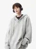 Chamarra de Punto con Capucha Estilo Americano para Hombre, Marca de Moda Otoñal, Suéter Floral Gris para Pareja, Top Versátil Estilo Perezoso High Street