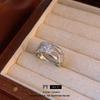 Anel Largo Medieval Vintage Zircônia Losango Luxo Acessível High-End Anel Dedo Indicador Nicho Retrô Joia de Mão Atacado