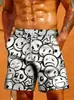 Verano 2025 Nuevos Shorts Casuales Simples Combinables para Hombre con Estampado 3D de Color Contrastante para Playa Casual