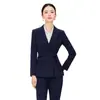 Conjunto de traje azul para otoño e invierno para mujer, atuendo formal profesional, traje de dama con pantalón, ropa de trabajo para exámenes de arte de transmisión y presentadores