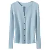 Cardigan de Punto Canalé con Cuello Solapa Ceñido a la Cintura para Mujer, Suéter Abrigo de Manga Larga con Botones, Suéter de Cachemira