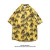 Camisa Havaiana Vintage Estilo Hong Kong Estampa Floral Completa Manga Curta vintage para Homens e Mulheres Camisa de Praia Yuppie Tailandês Casal