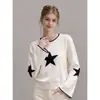 Diseño único, suéter de cuello redondo para mujer, nueva colección otoño/invierno, corte holgado, efecto adelgazante, top de punto casual y versátil, estilo 25701