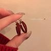 Arete de Aceite Rojo Ankola para Mujer Diseño Nicho Otoño e Invierno Moda Retro Círculo Aretes de Alta Gama Combinables