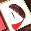 Peine de Palo de Rosa con Diseños de Dragón y Fénix, Peine para el Cabello Auspicioso, Set de Caja de Regalo, Regalo de Boda