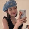 Fábrica de Boinas de Mezclilla al por Mayor Sencilla y Fresca Sombrero de Artista para Exteriores Otoño e Invierno para Mujer Beret Hat de Comercio Exterior Japonés y Coreano