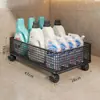 Estante de almacenamiento debajo del mueble del baño, carrito de baño, cesta de almacenamiento para detergente y polvo de lavandería, cesta para ropa sucia debajo del lavabo