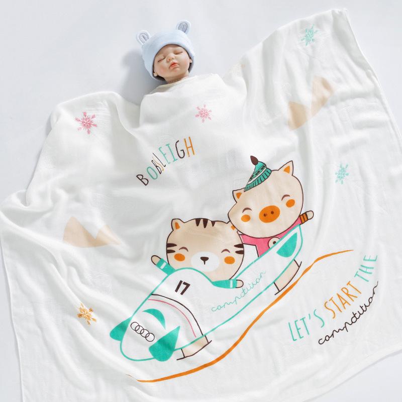 竹纤维盖毯 -小猪和小虎-cib