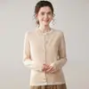 Nuevo Estilo Otoño/Invierno 2026 Cardigan de Cachemir Engrosado de Cuello Redondo Falso de Dos Piezas para Mujer Suéter de Punto Versátil para Mujer