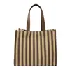 Bolsa de Mão Listrada Europeia e Americana 2025 para Mulheres, Bolsa de Tecido de Grande Capacidade, Estilo Nicho Personalizado, Bolsa de Ombro Transversal Leve