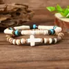 Pulseira Masculina TEMU Xiyin Novo Produto Transfronteiriço Estilo Boêmio Cordão Elástico com Contas de Casca de Coco e Turquesa