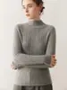 Suéter de Tricô de Cashmere Liso Estilo Europeu e Americano para Mulheres, Gola Alta Meia, Blusa de Camada Interna da Moda